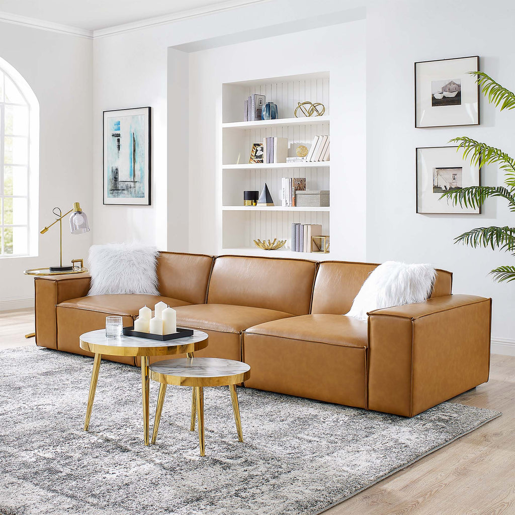 Restore 3-Piece Vegan Leather Sofa - Tan