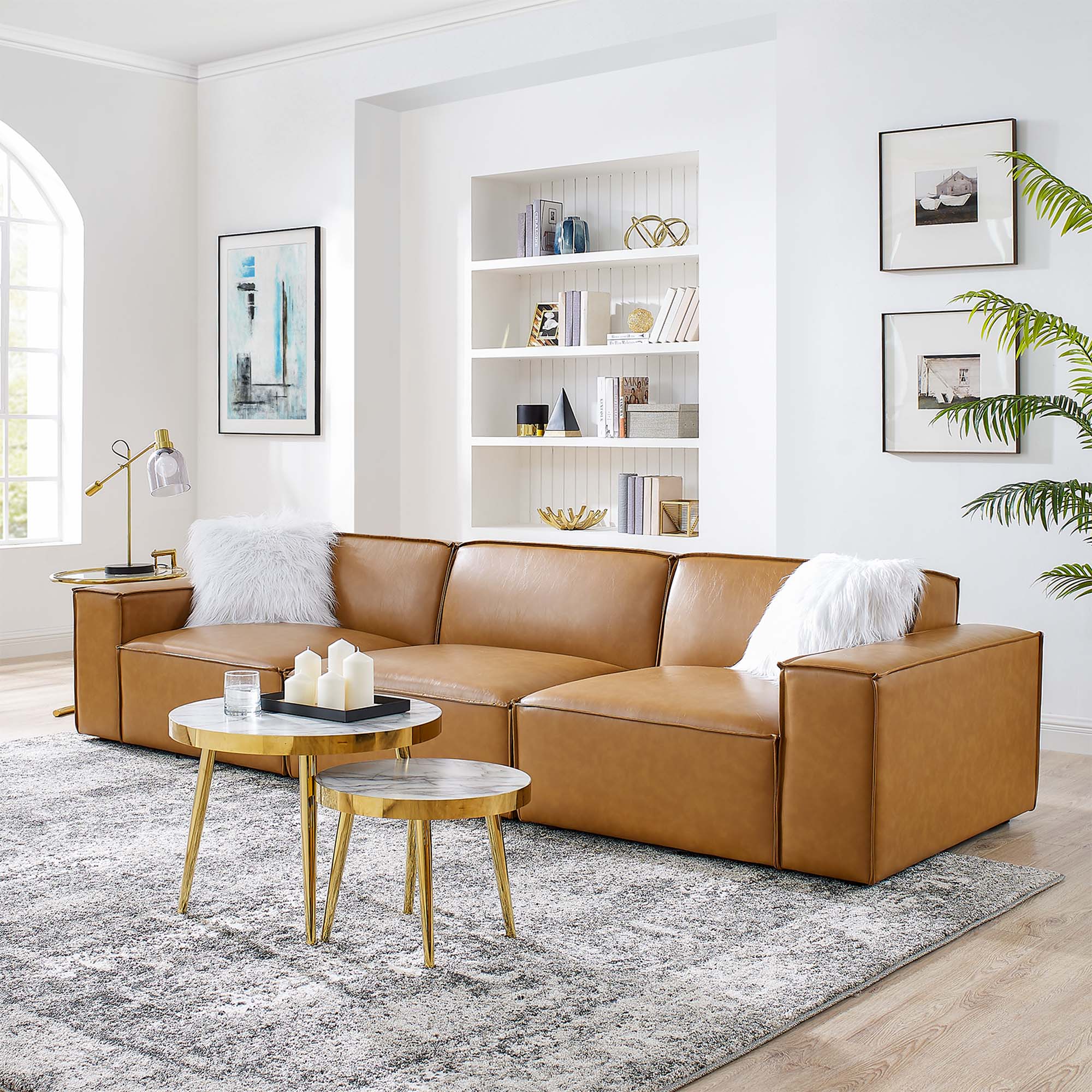 Restore 3-Piece Vegan Leather Sofa - Tan