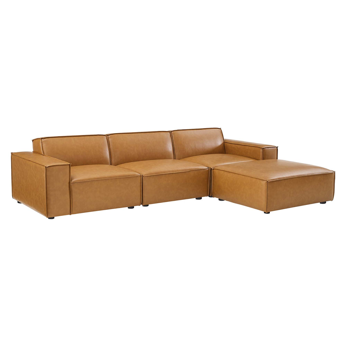 Restore 4-Piece Vegan Leather Sectional Sofa - Tan