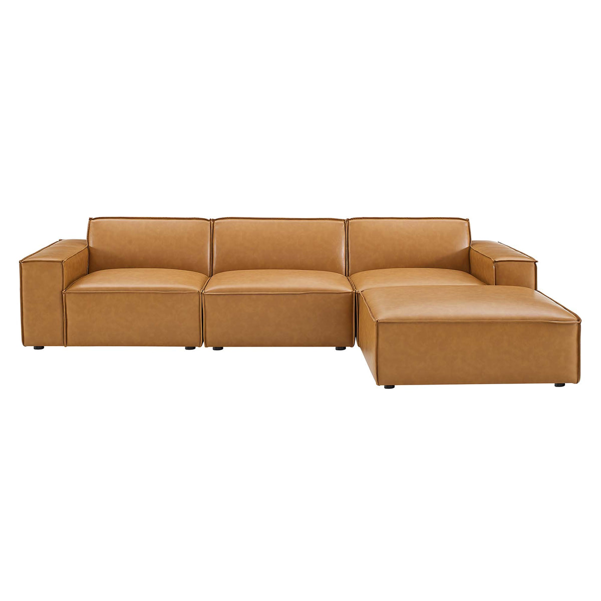 Restore 4-Piece Vegan Leather Sectional Sofa - Tan