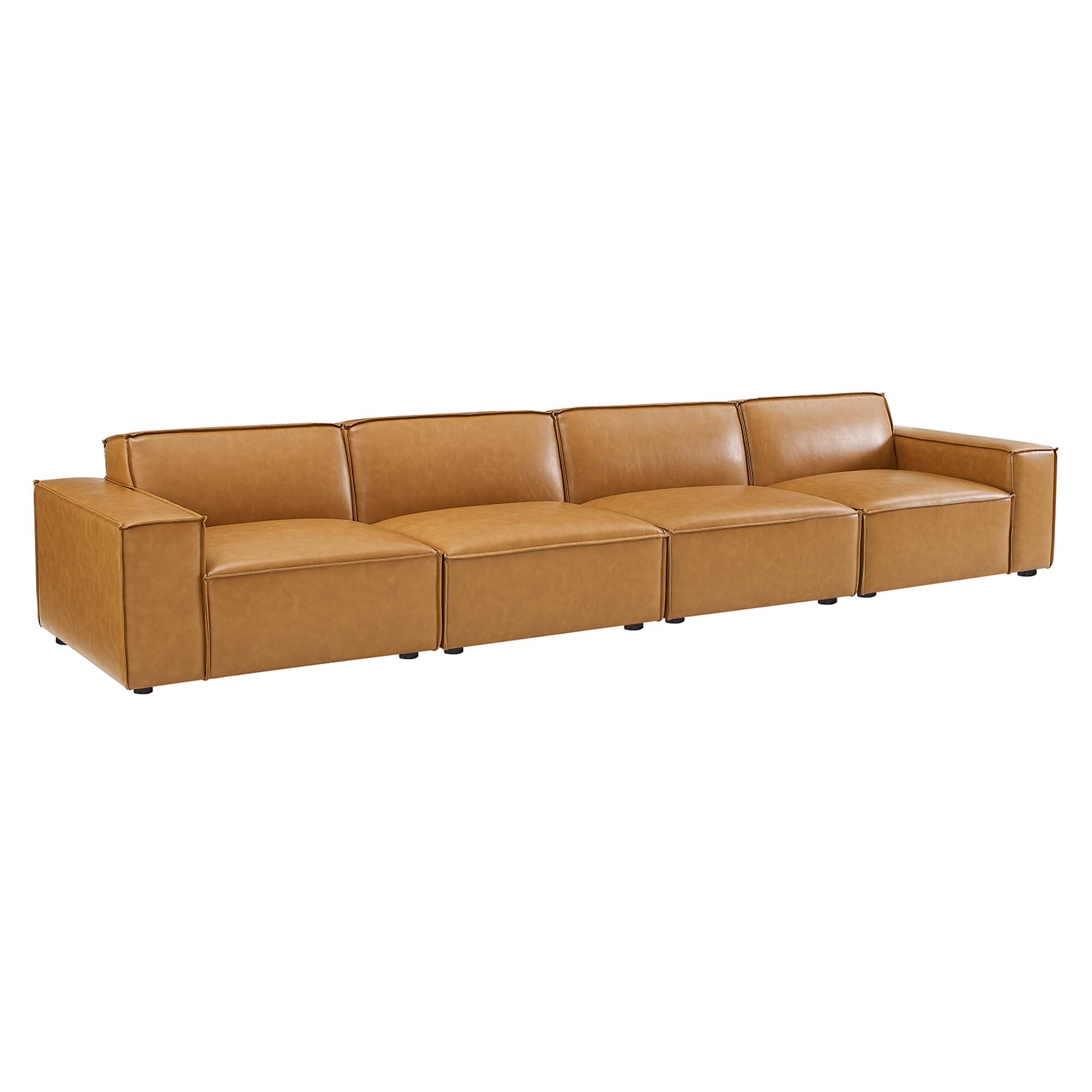 Restore 4-Piece Vegan Leather Sofa - Tan