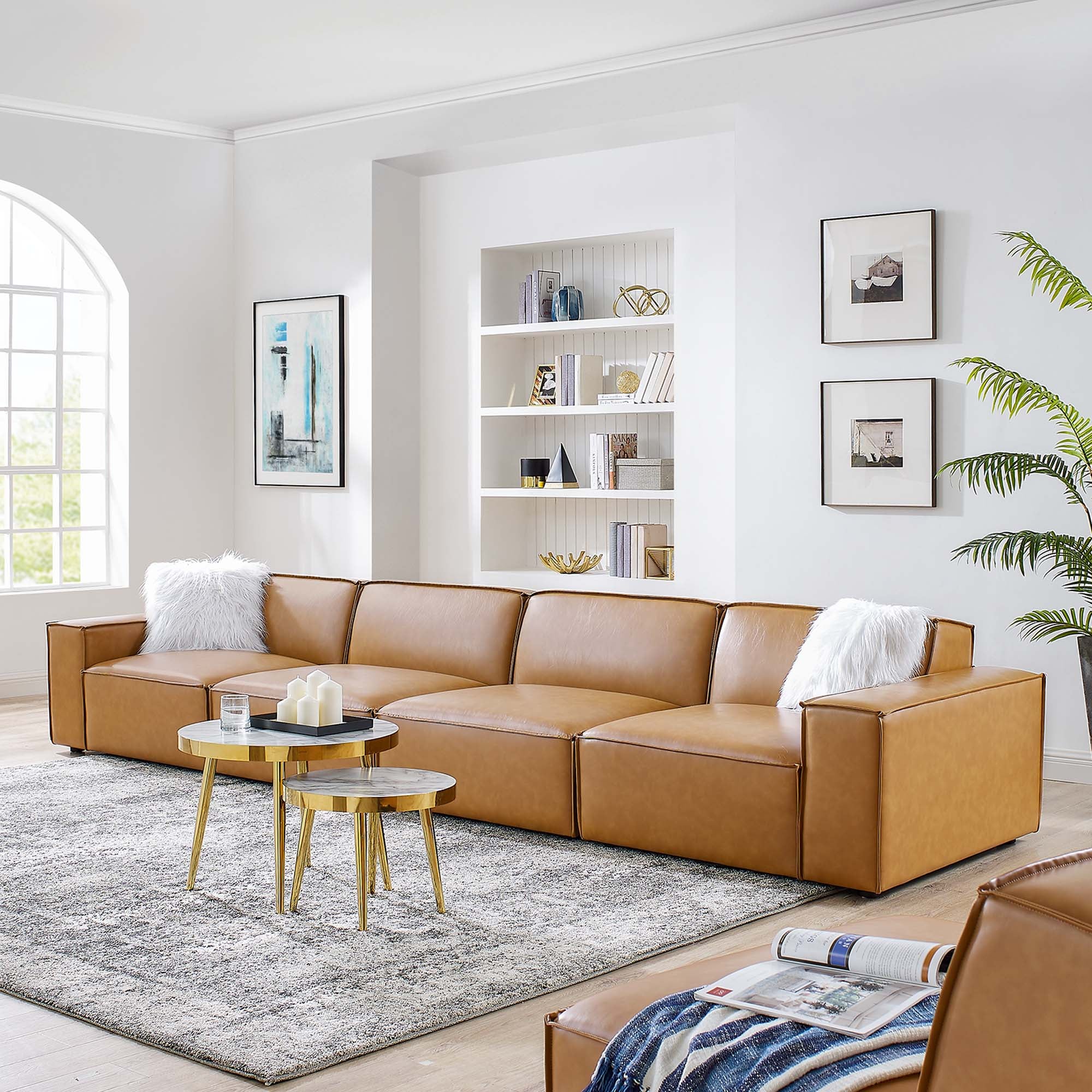 Restore 4-Piece Vegan Leather Sofa - Tan