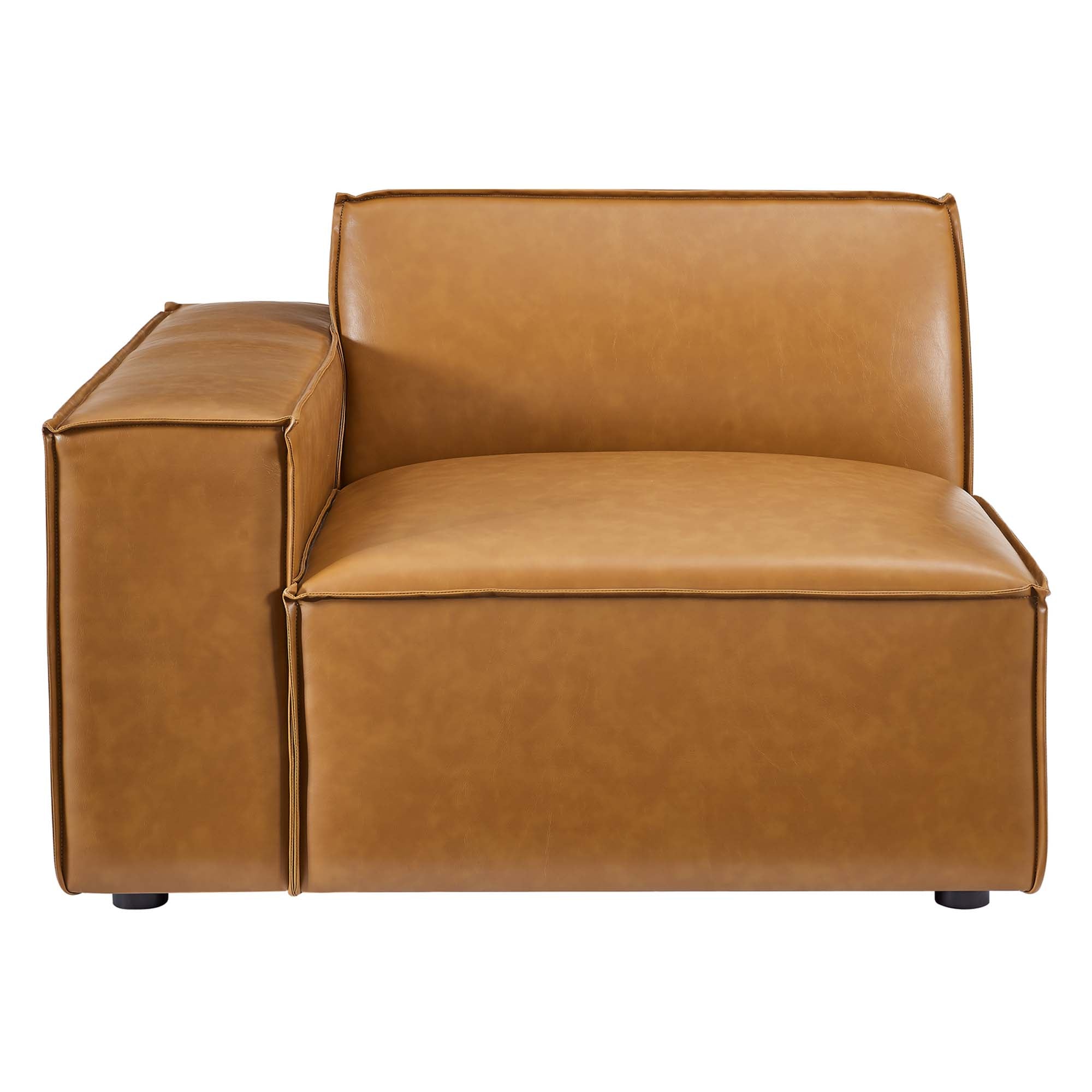 Restore 5-Piece Vegan Leather Sectional Sofa - Tan (Chair, Ottoman, Chair, 2 Armless Chairs)