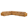 Restore 6-Piece Vegan Leather Sectional Sofa - Tan (Chair, Chair, 3 Armless Chairs, Corner Chair)