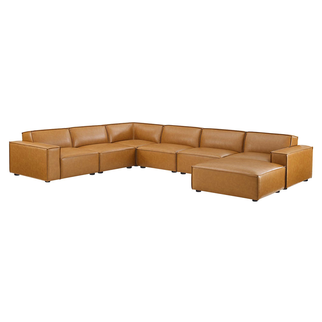 Restore 7-Piece Vegan Leather Sectional Sofa - Tan