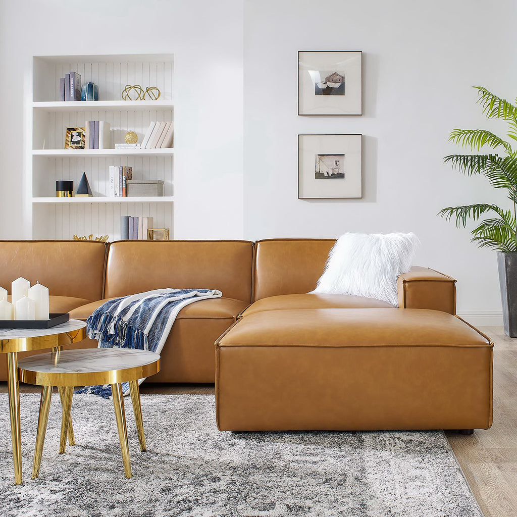 Restore 7-Piece Vegan Leather Sectional Sofa - Tan