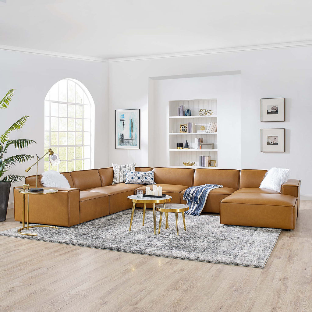 Restore 7-Piece Vegan Leather Sectional Sofa - Tan