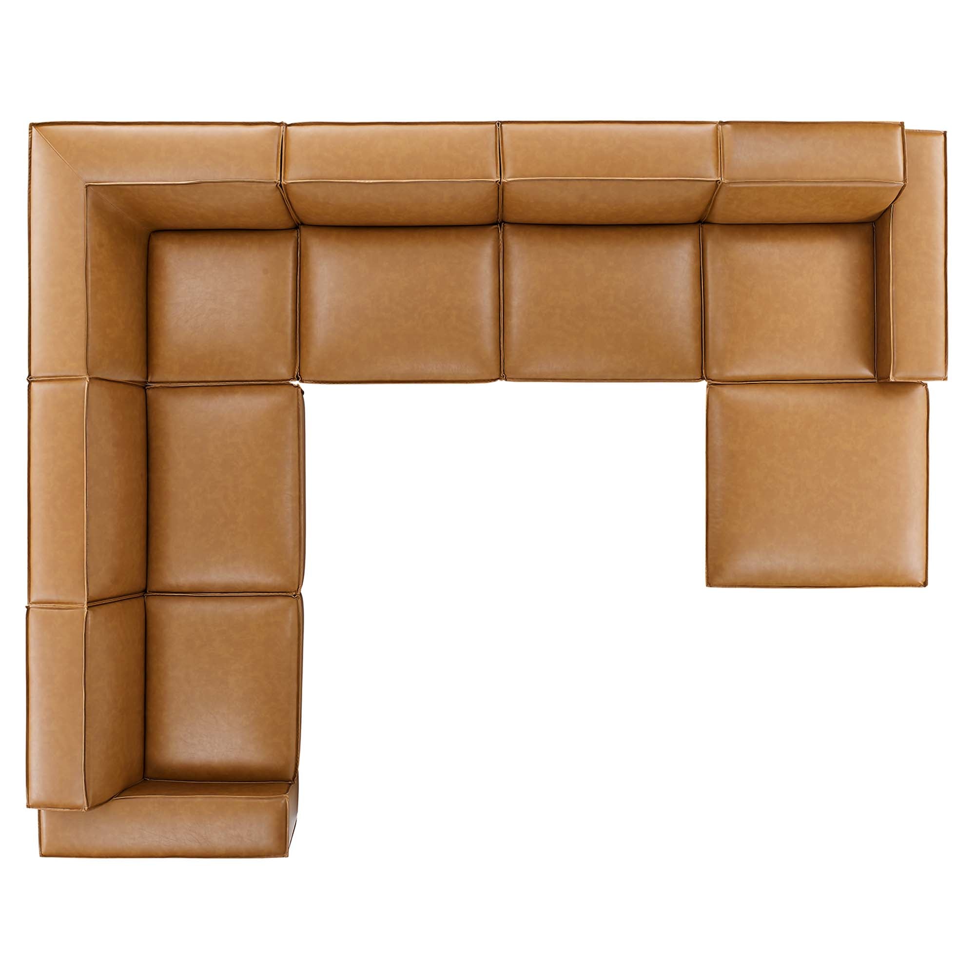 Restore 7-Piece Vegan Leather Sectional Sofa - Tan