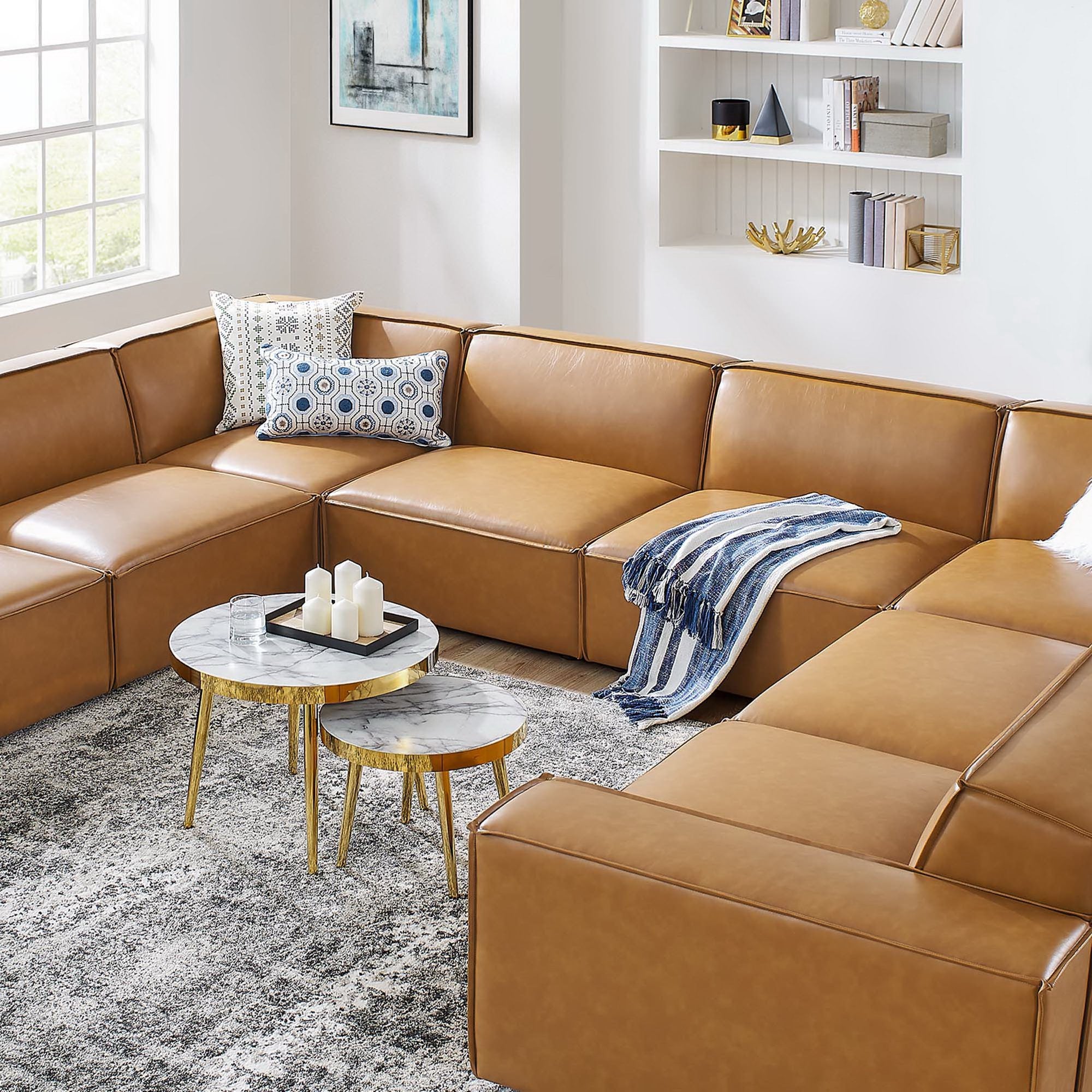 Restore 8-Piece Vegan Leather Sectional Sofa - Tan