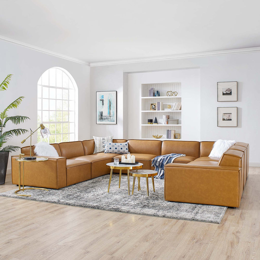 Restore 8-Piece Vegan Leather Sectional Sofa - Tan