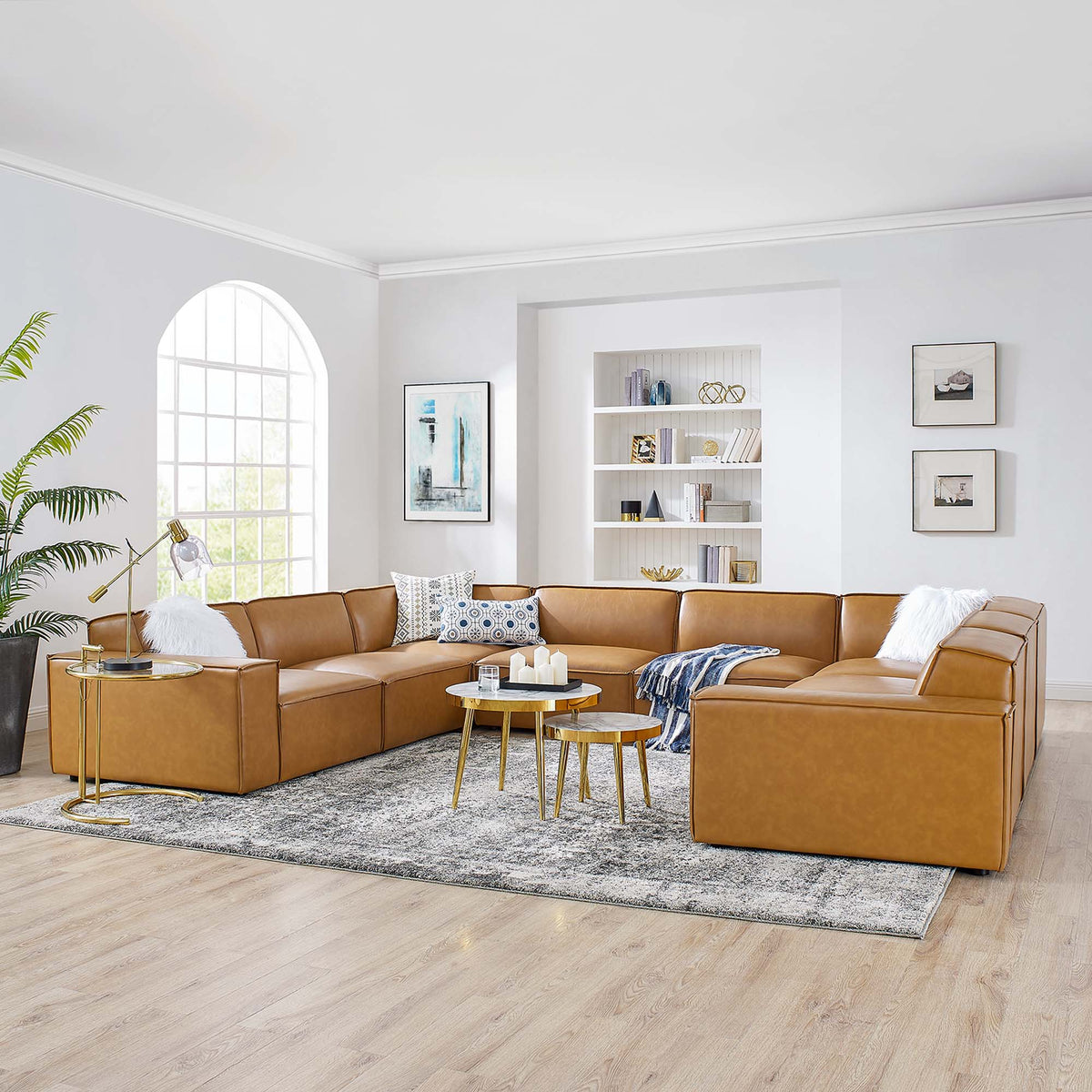 Restore 8-Piece Vegan Leather Sectional Sofa - Tan