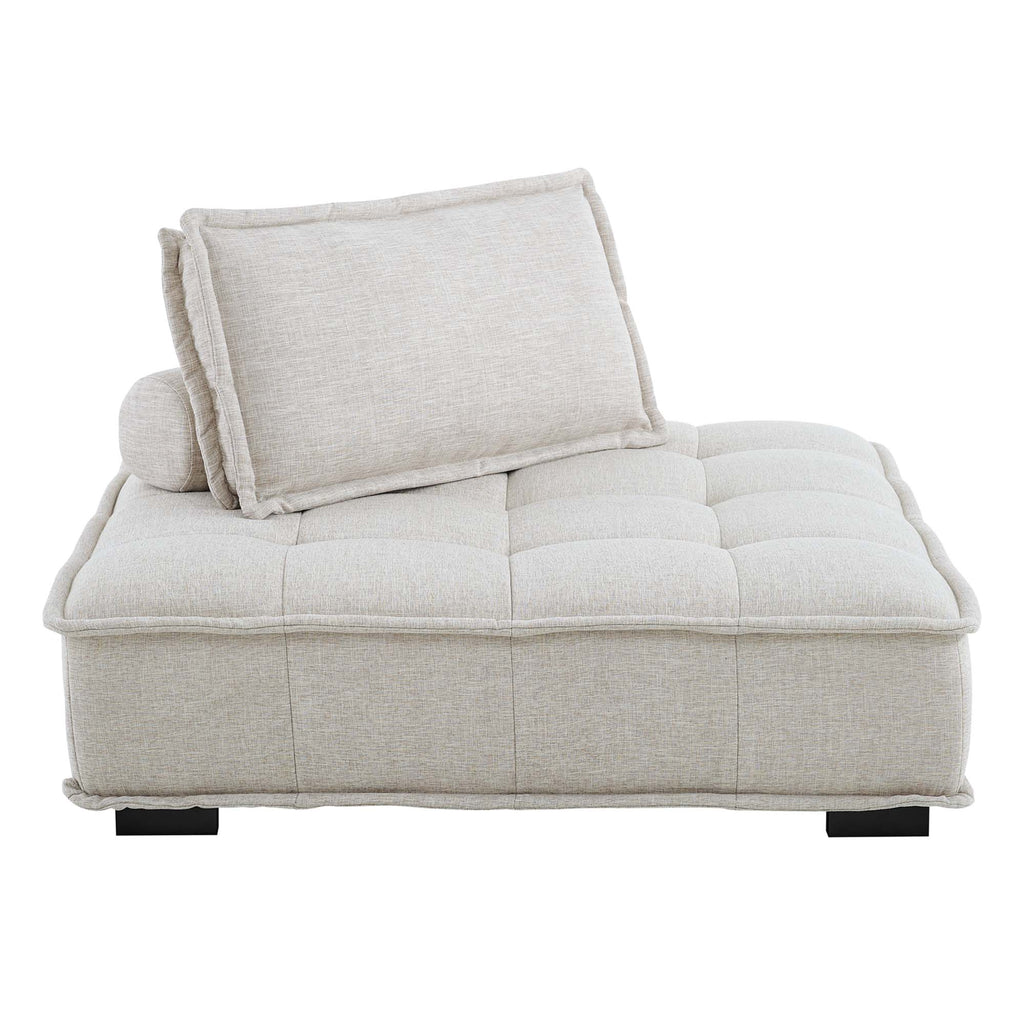 Saunter Tufted Fabric Armless Chair - Beige