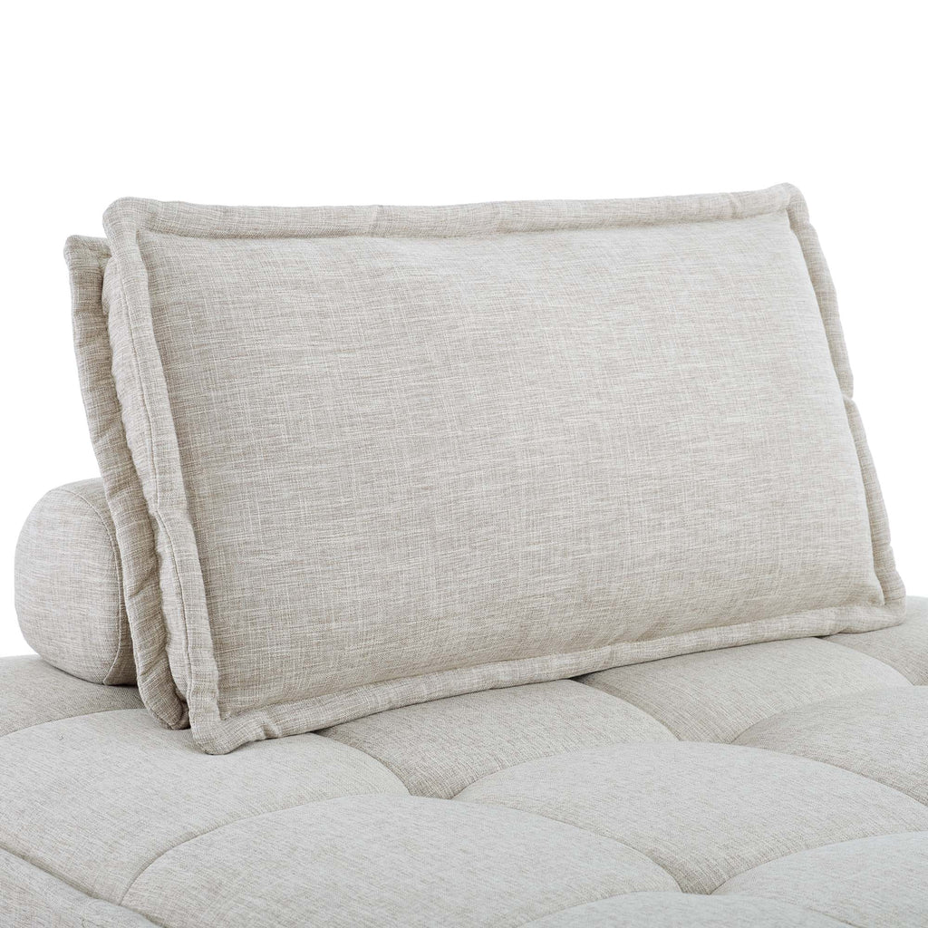 Saunter Tufted Fabric Armless Chair - Beige