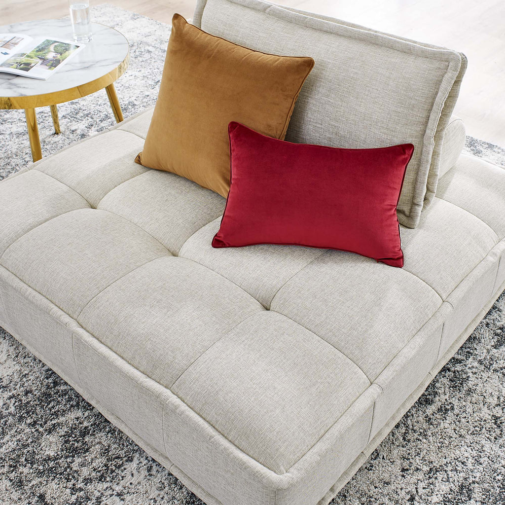 Saunter Tufted Fabric Armless Chair - Beige