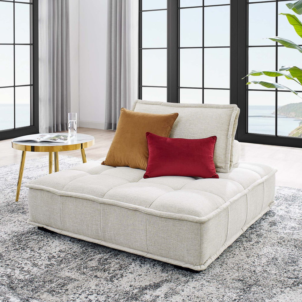 Saunter Tufted Fabric Armless Chair - Beige