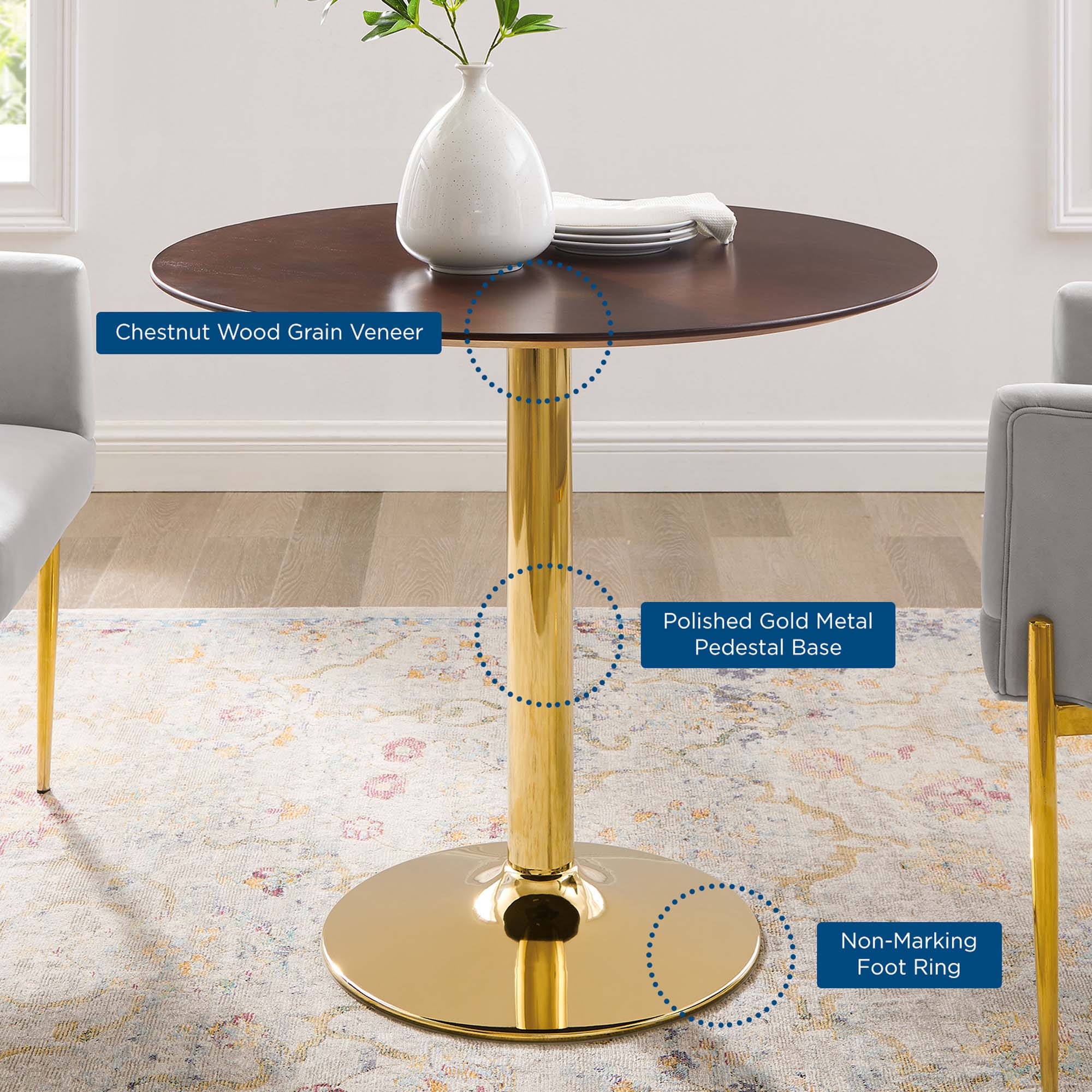 Verne 35" Dining Table - Gold Cherry Walnut