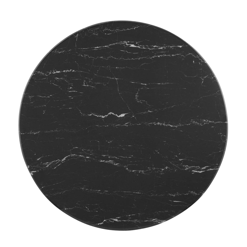 Verne 28" Artificial Marble Dining Table - Gold Black