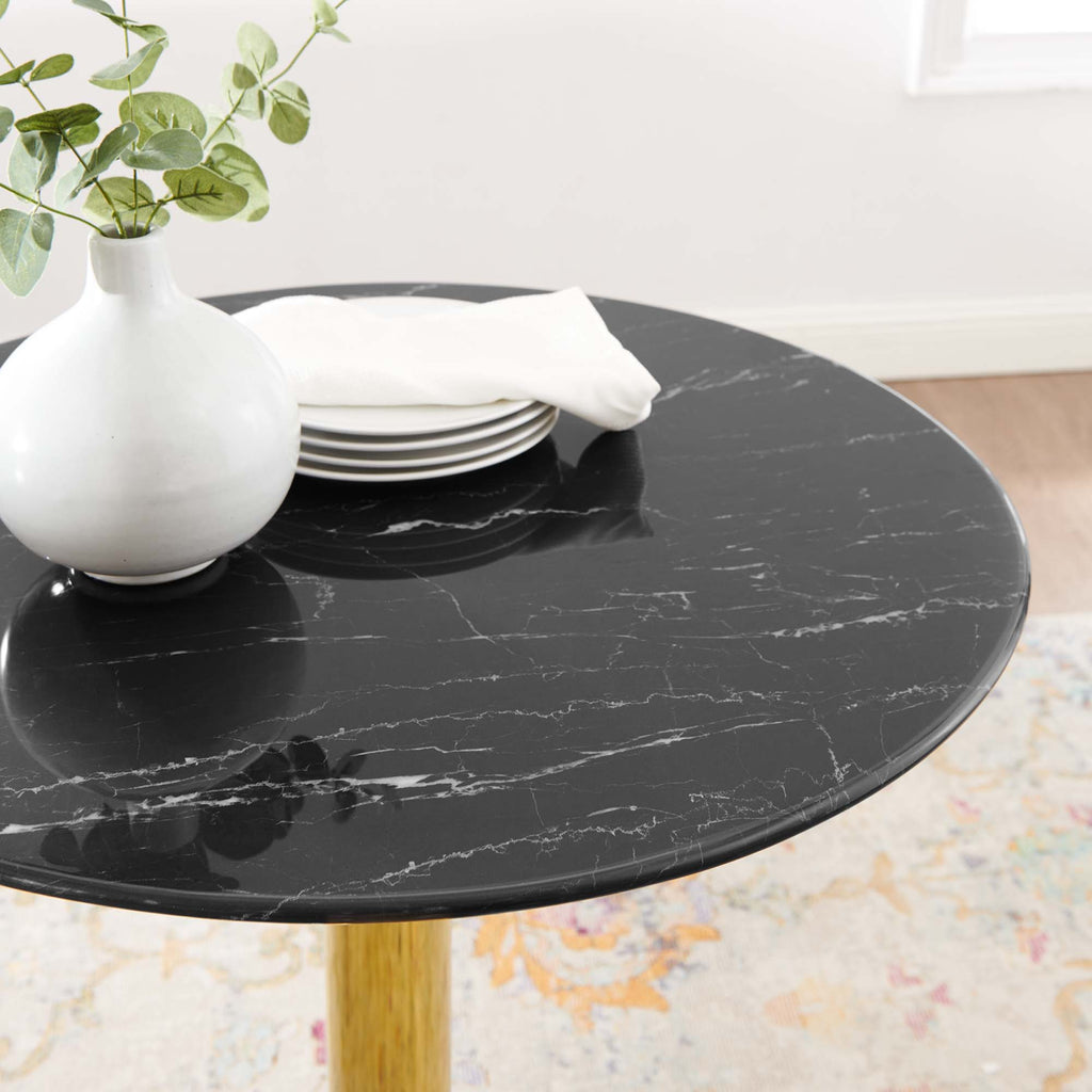 Verne 28" Artificial Marble Dining Table - Gold Black