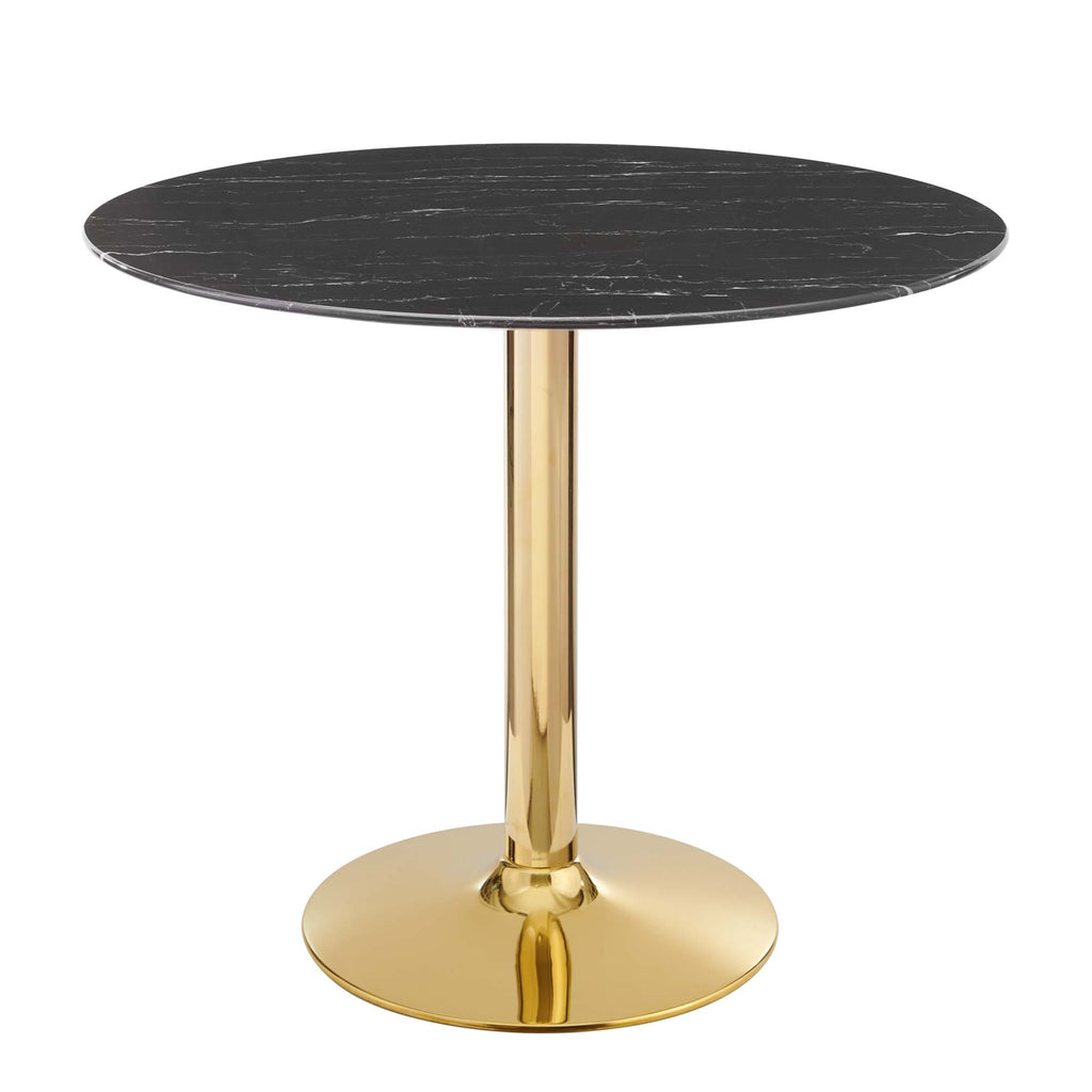 Verne 35" Artificial Marble Dining Table - Gold Black