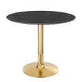 Verne 35" Artificial Marble Dining Table - Gold Black