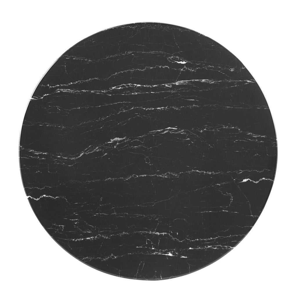 Verne 35" Artificial Marble Dining Table - Gold Black