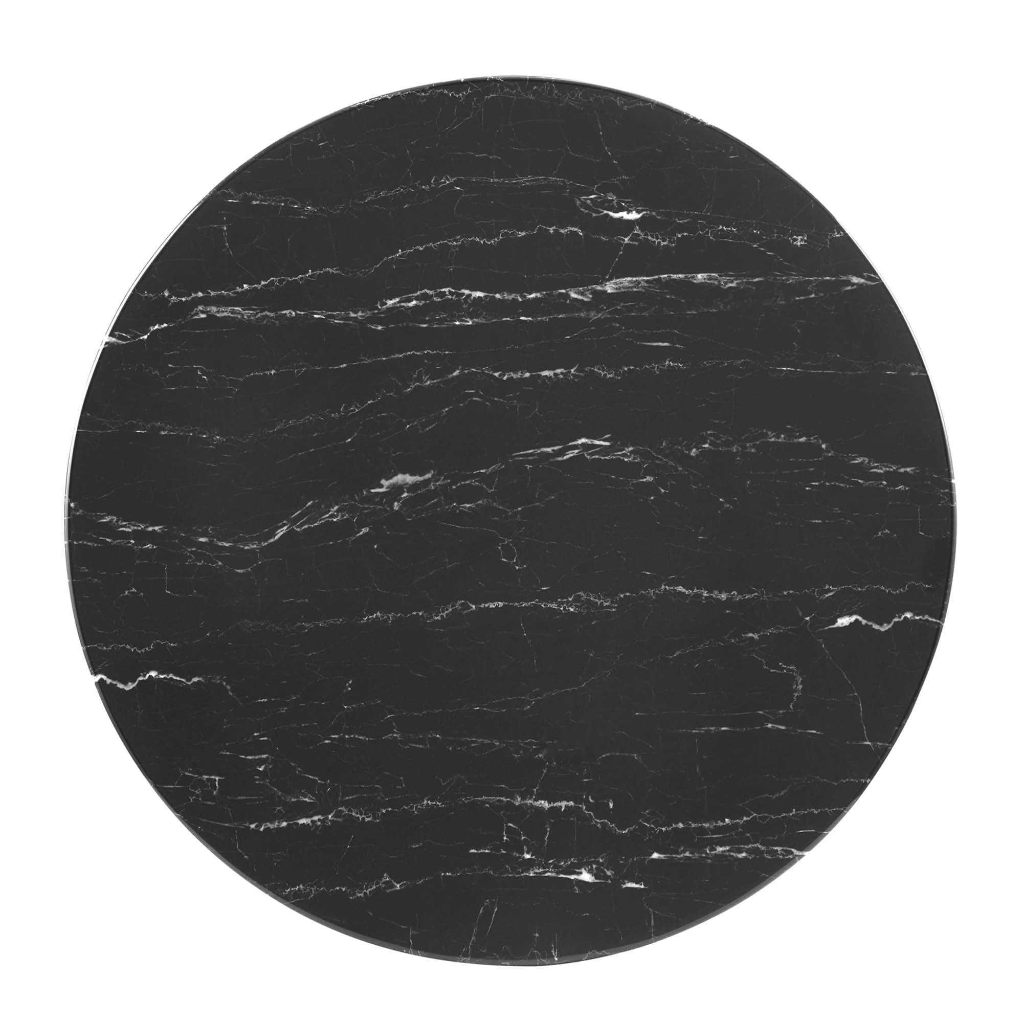 Verne 35" Artificial Marble Dining Table - Gold Black