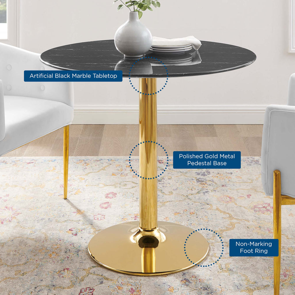Verne 35" Artificial Marble Dining Table - Gold Black