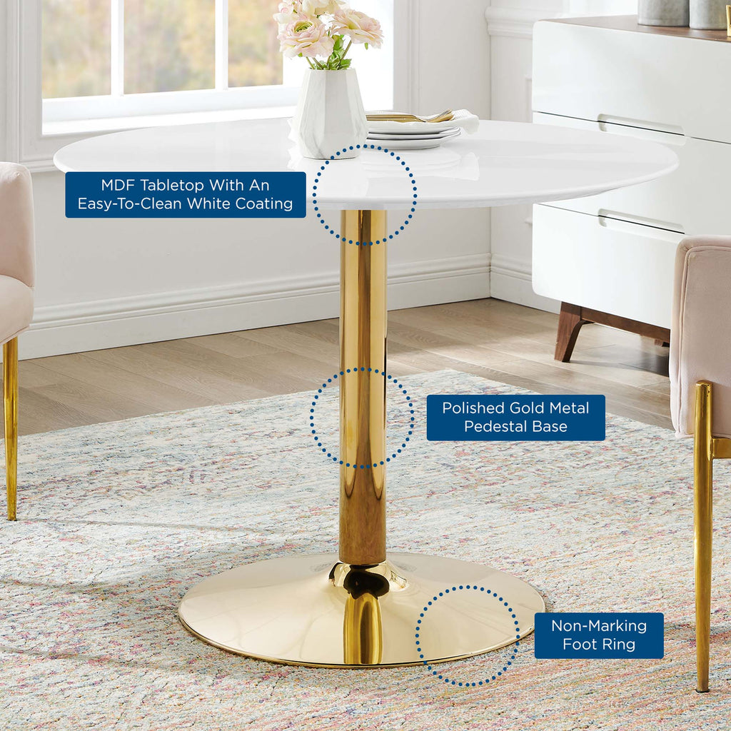 Verne 40" Dining Table - Gold White