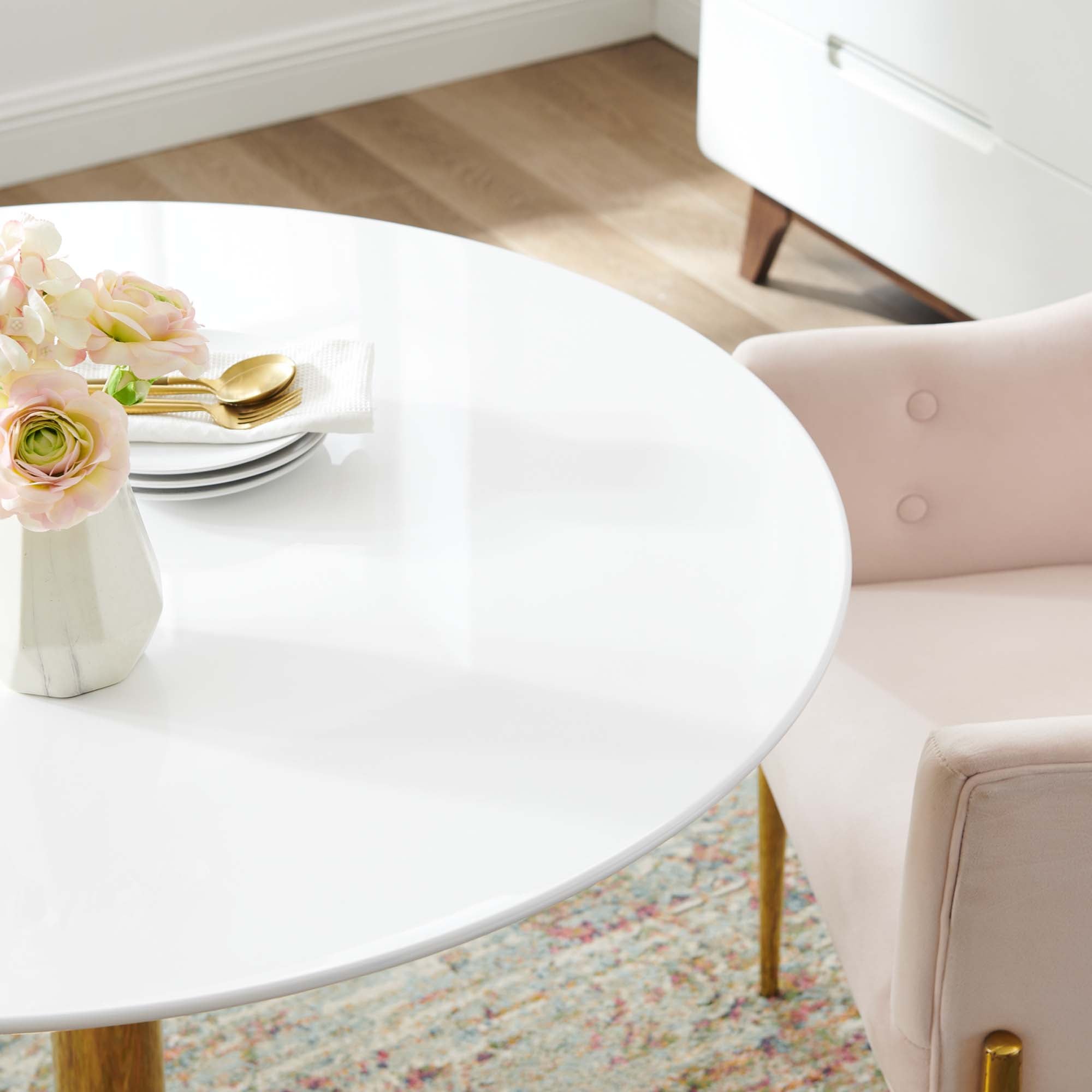 Verne 40" Dining Table - Gold White