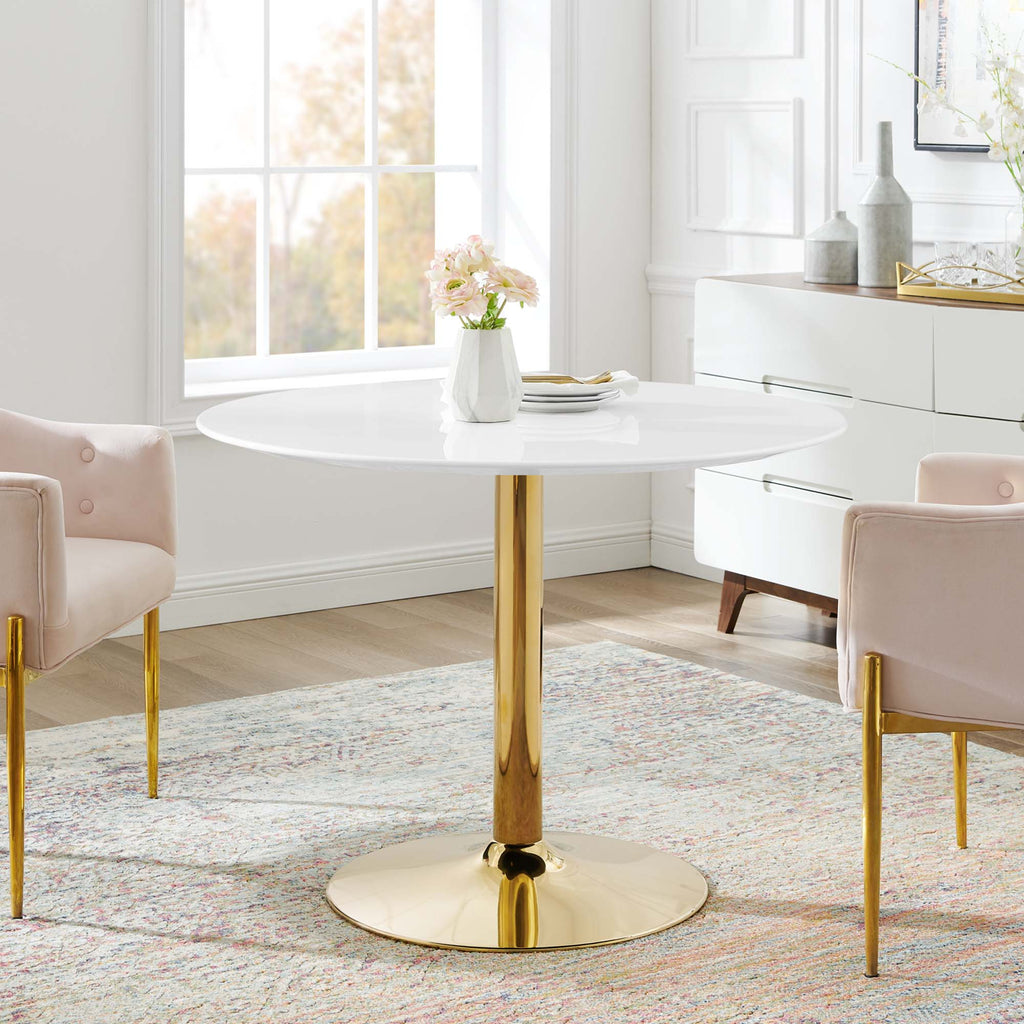 Verne 40" Dining Table - Gold White