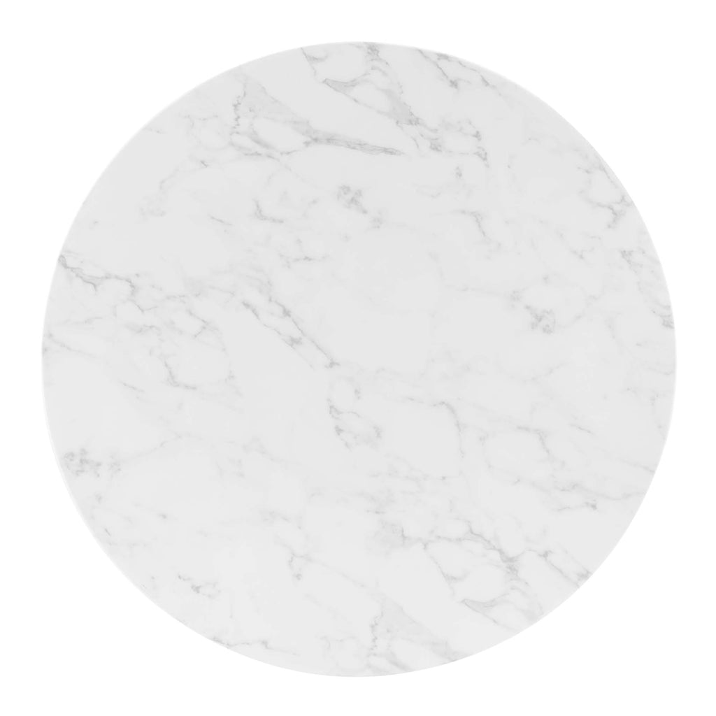 Verne 40" Artificial Marble Dining Table - Gold White