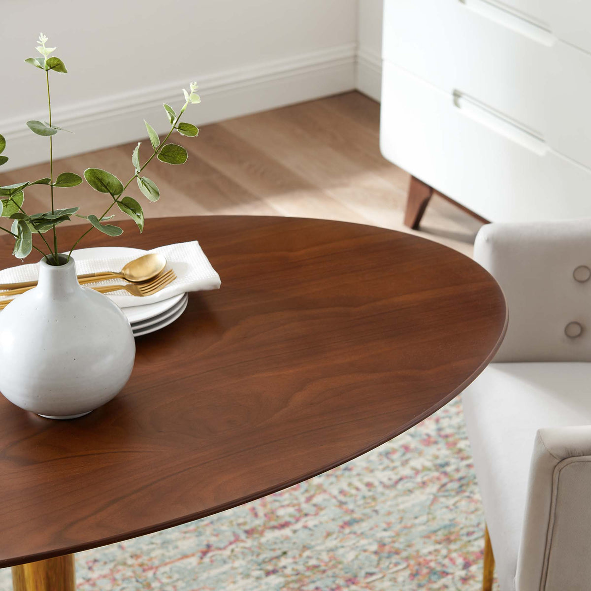 Verne 48" Oval Dining Table - Gold Walnut