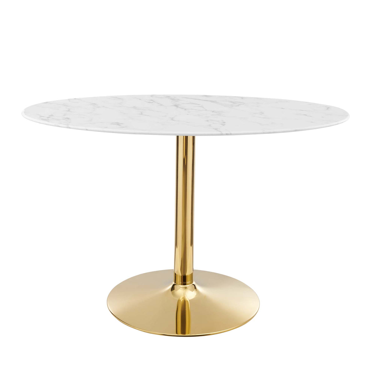 Verne 48" Oval Artificial Marble Dining Table - Gold White