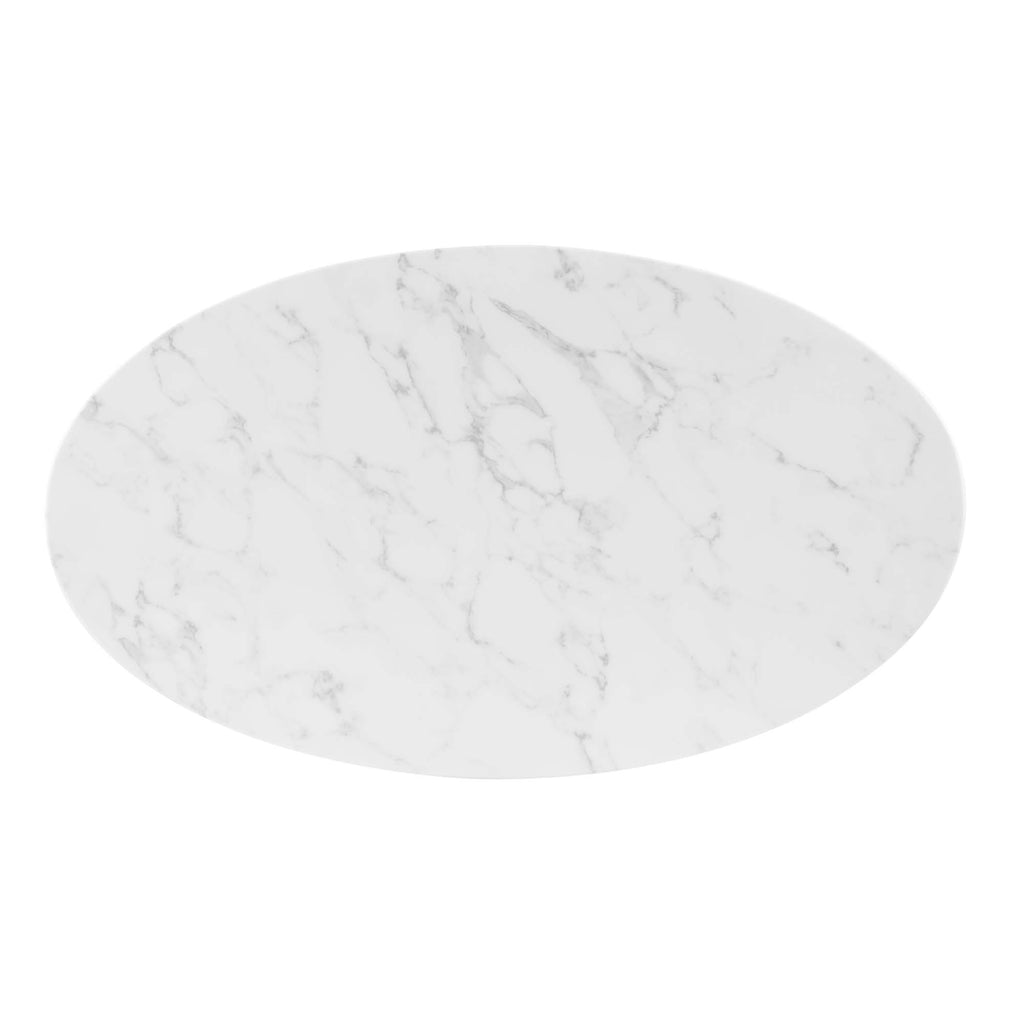 Verne 48" Oval Artificial Marble Dining Table - Gold White