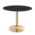 Verne 40" Artificial Marble Dining Table - Gold Black