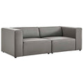 Mingle 2-Piece Vegan Leather Sectional Sofa Loveseat - Gray
