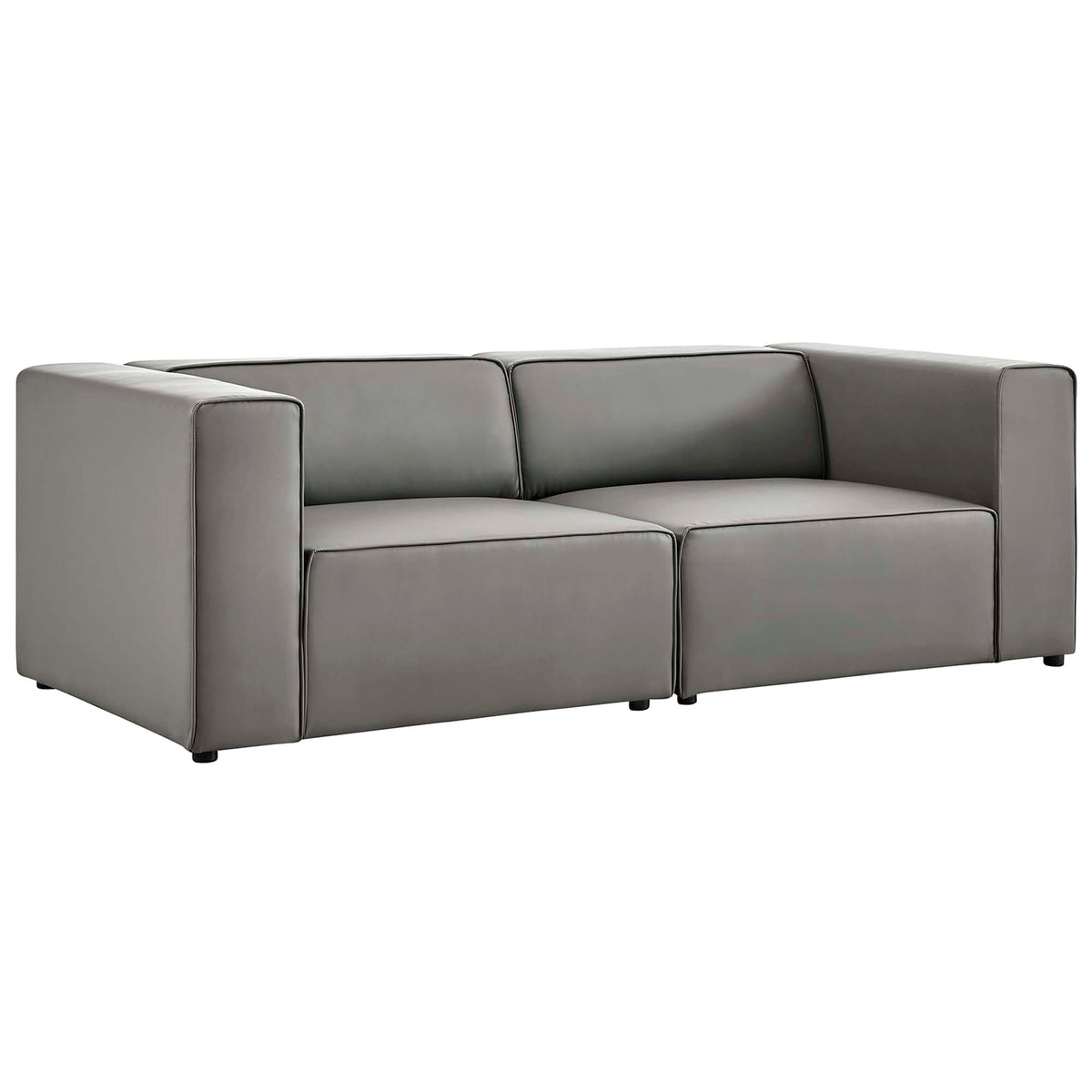 Mingle 2-Piece Vegan Leather Sectional Sofa Loveseat - Gray