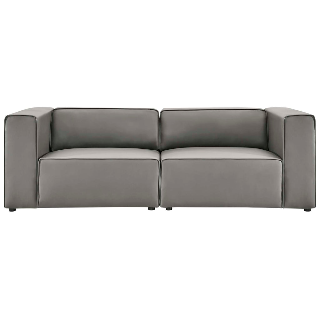 Mingle 2-Piece Vegan Leather Sectional Sofa Loveseat - Gray