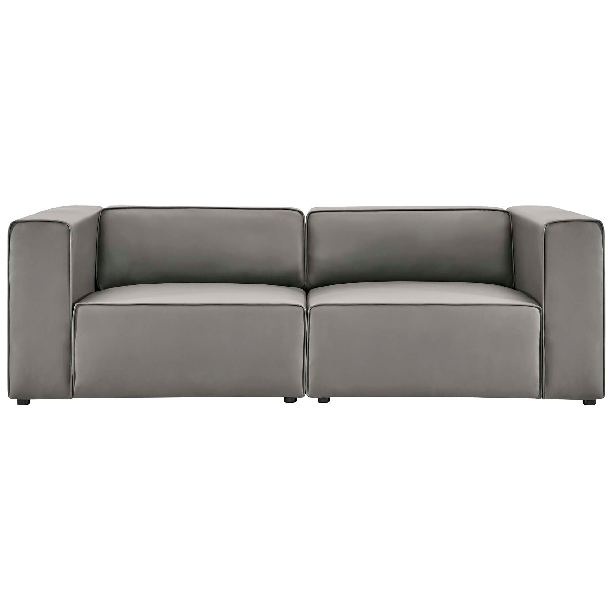 Mingle 2-Piece Vegan Leather Sectional Sofa Loveseat - Gray