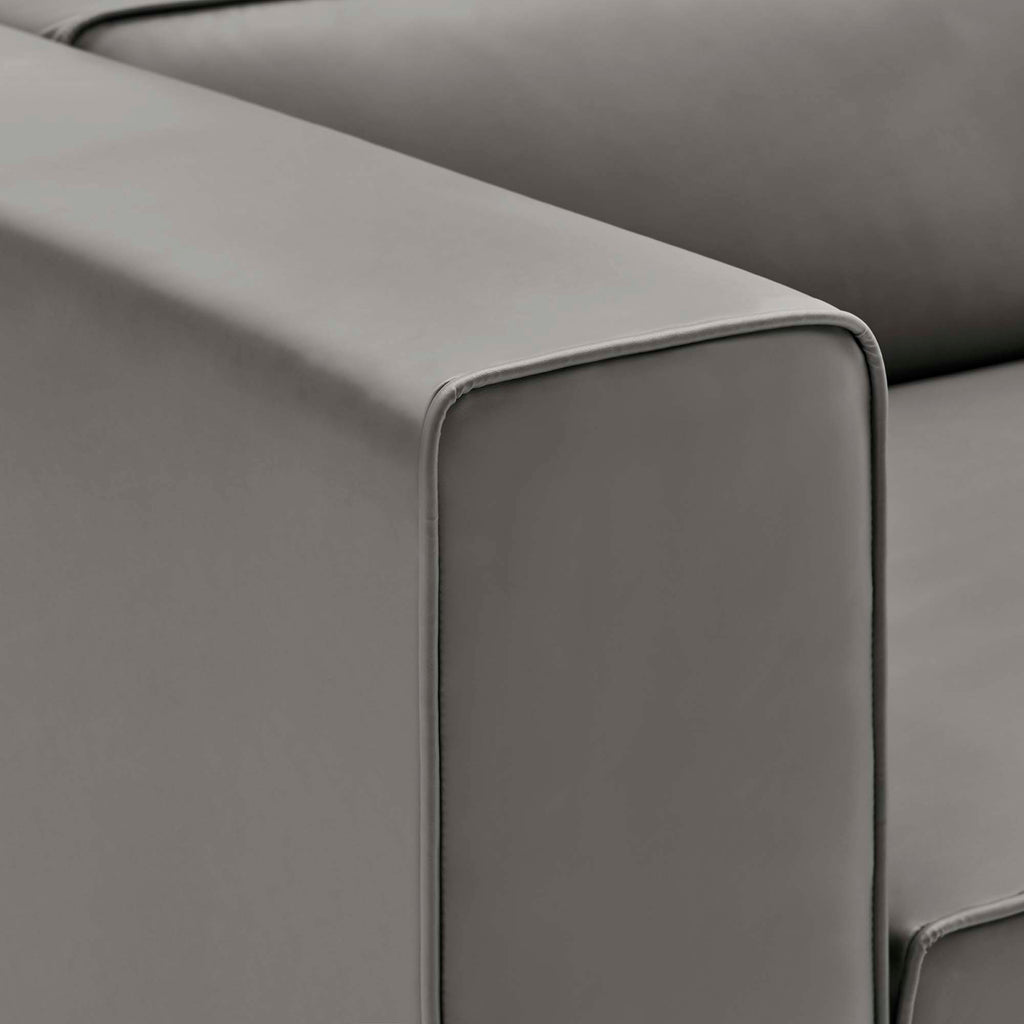 Mingle 2-Piece Vegan Leather Sectional Sofa Loveseat - Gray