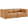 Mingle 2-Piece Vegan Leather Sectional Sofa Loveseat - Tan