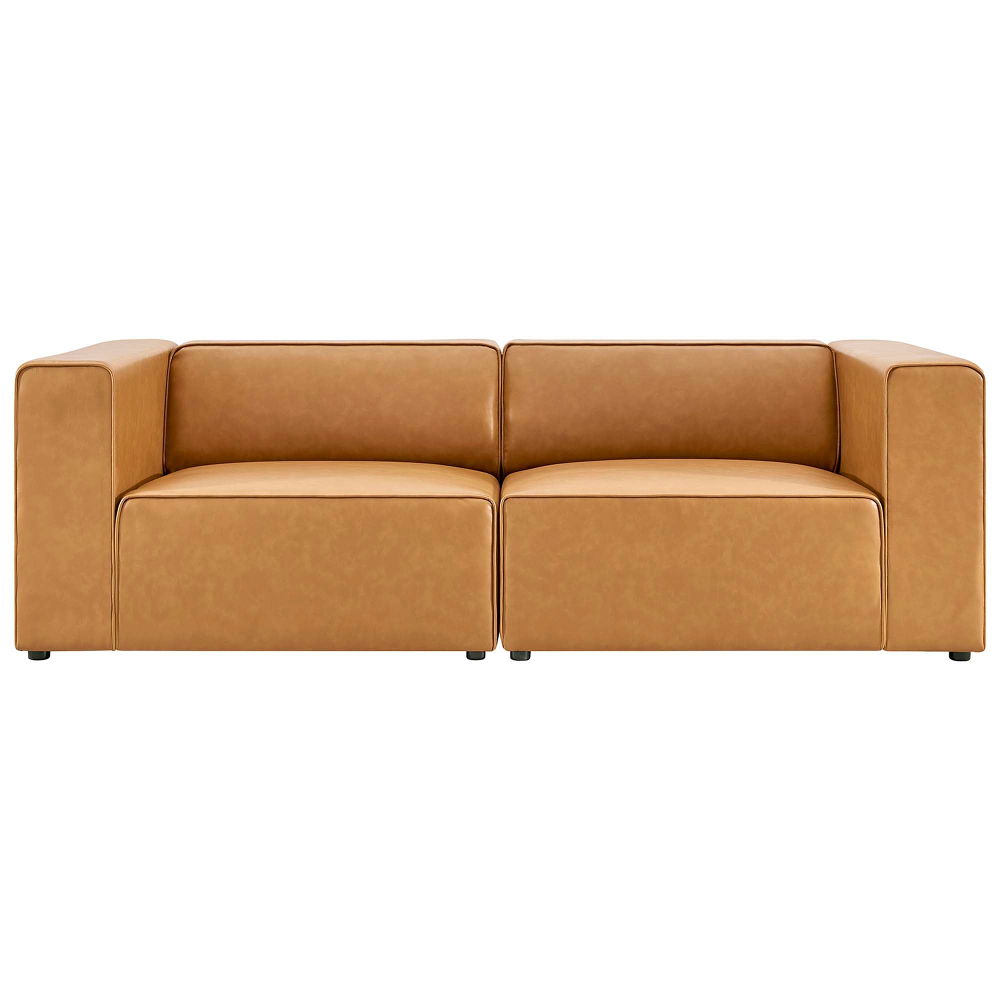 Mingle 2-Piece Vegan Leather Sectional Sofa Loveseat - Tan