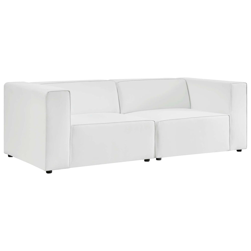 Mingle 2-Piece Vegan Leather Sectional Sofa Loveseat - White