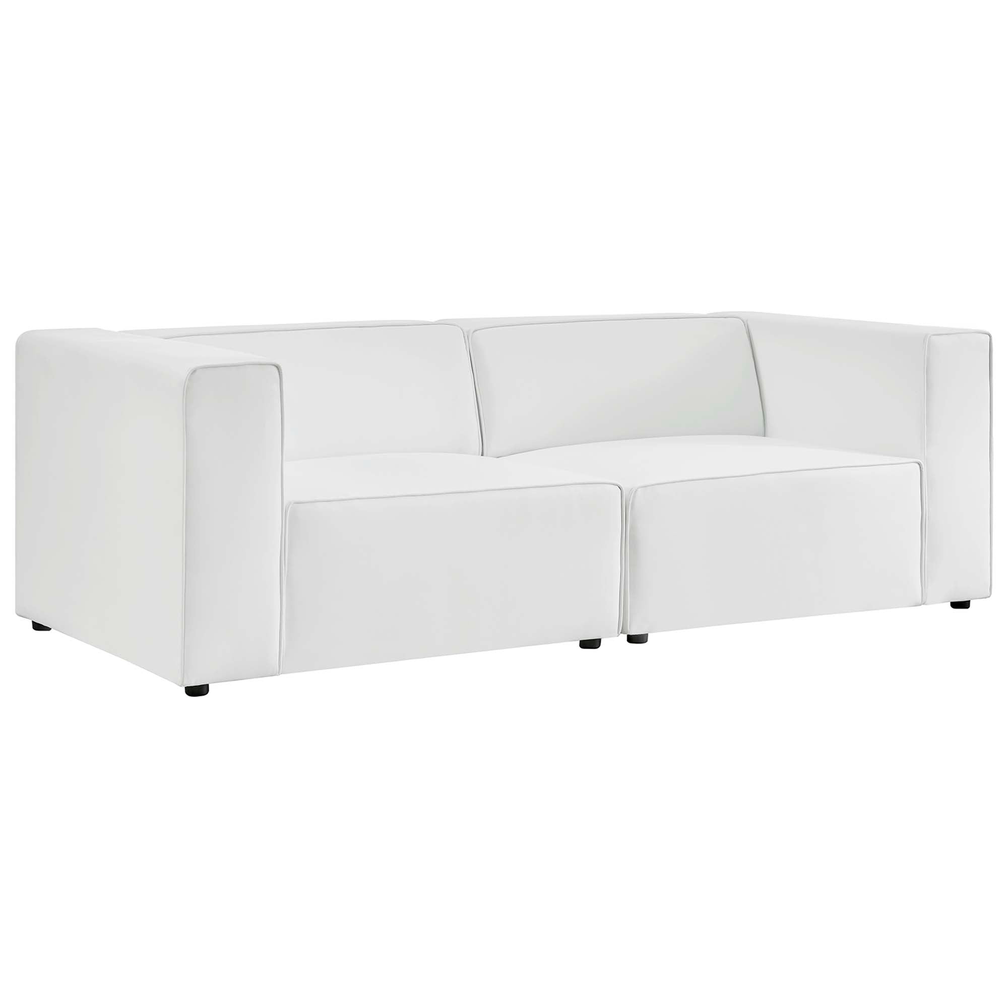 Mingle 2-Piece Vegan Leather Sectional Sofa Loveseat - White
