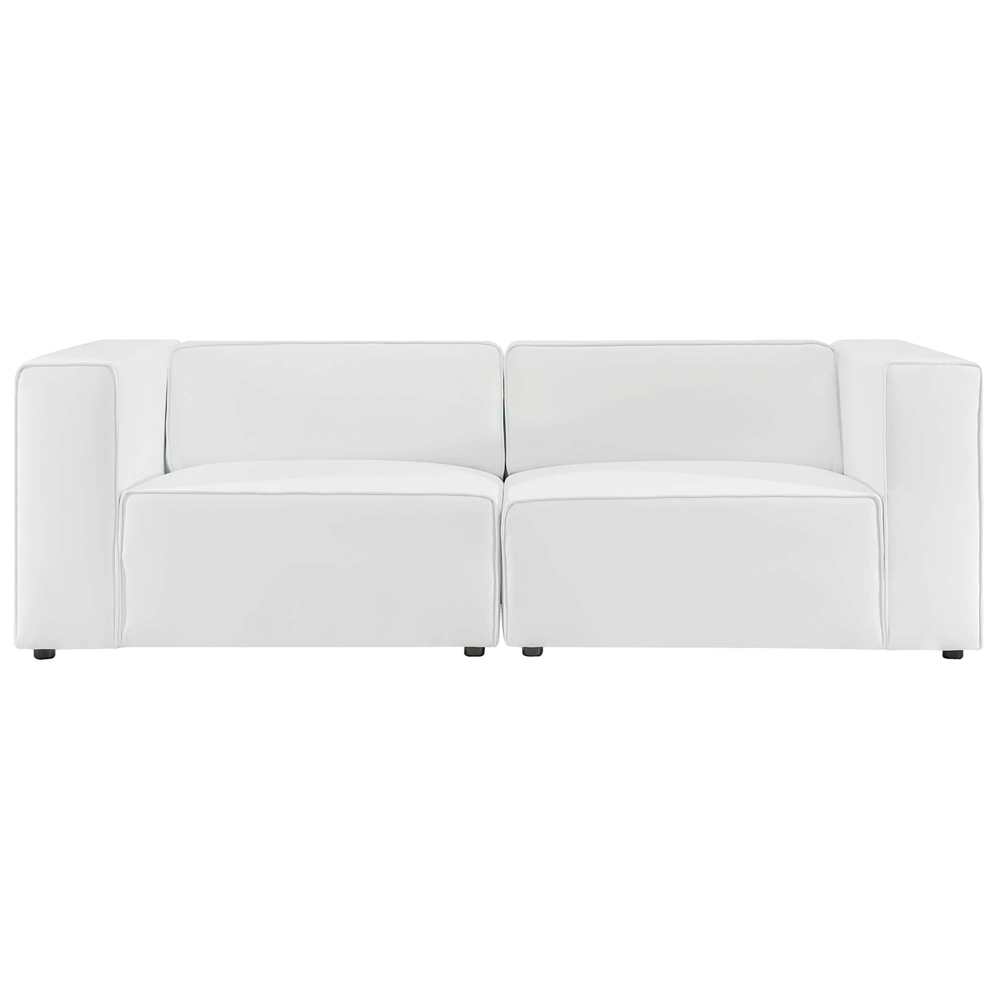 Mingle 2-Piece Vegan Leather Sectional Sofa Loveseat - White