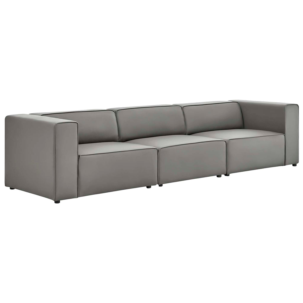 Mingle 3-Piece Vegan Leather Sectional Sofa - Gray