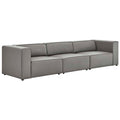 Mingle 3-Piece Vegan Leather Sectional Sofa - Gray