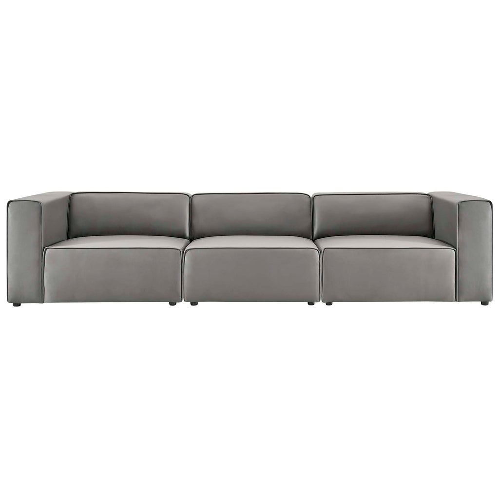 Mingle 3-Piece Vegan Leather Sectional Sofa - Gray