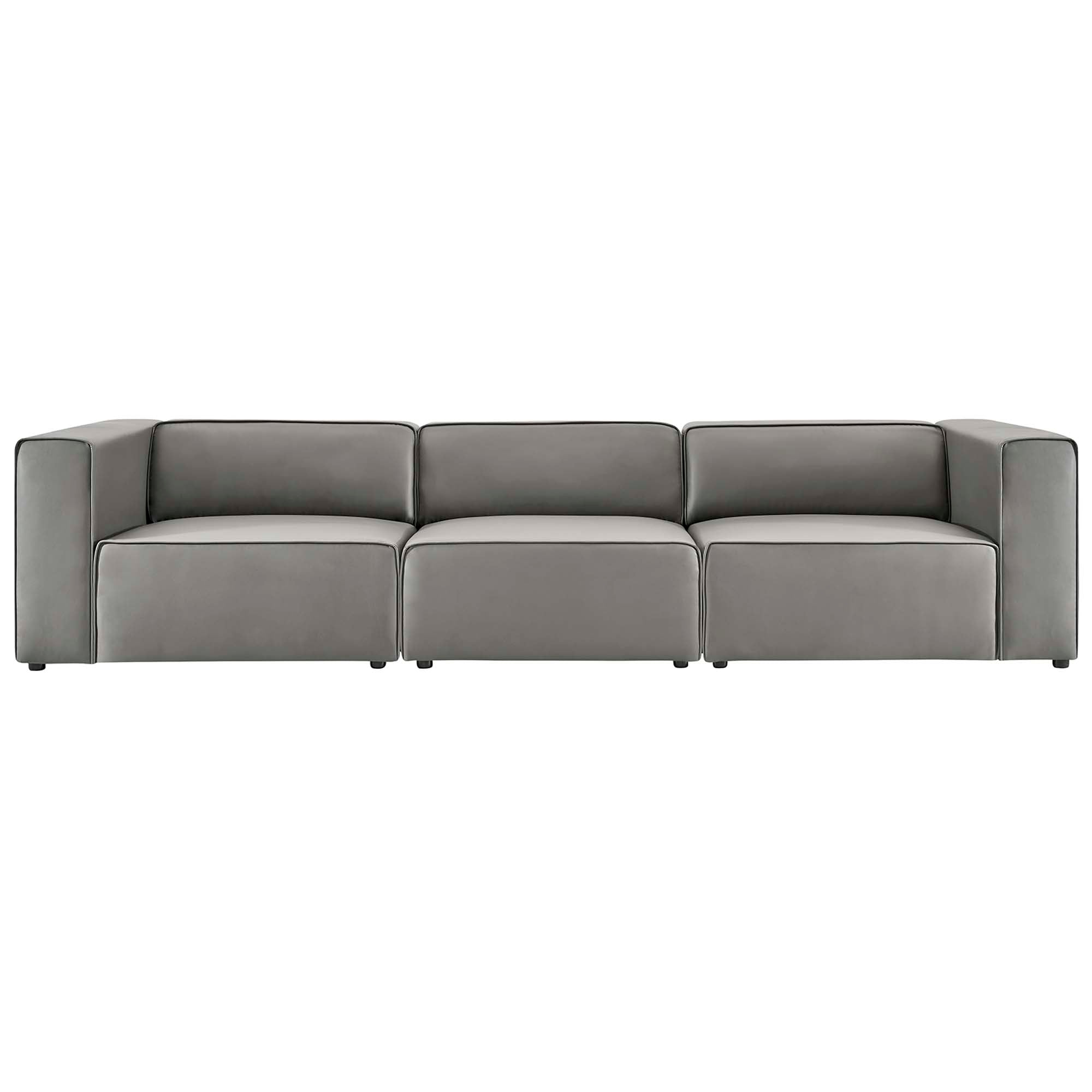 Mingle 3-Piece Vegan Leather Sectional Sofa - Gray