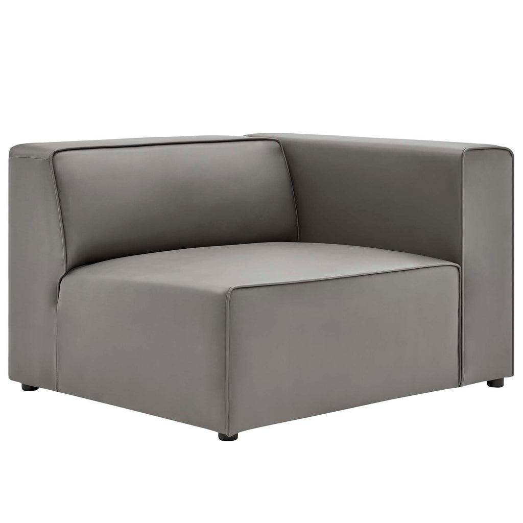 Mingle 3-Piece Vegan Leather Sectional Sofa - Gray
